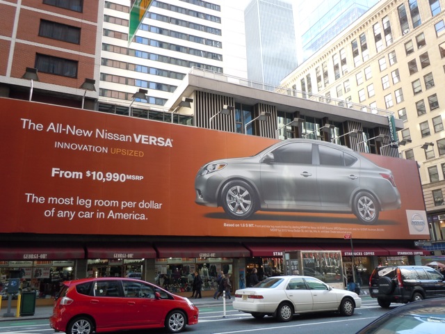 Nissan Versa car billboard NYC