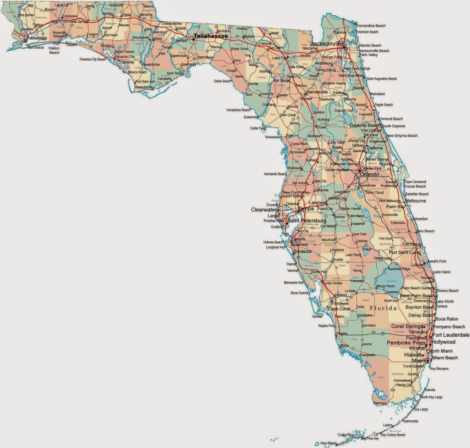 Florida State Road Map Free Printable Maps