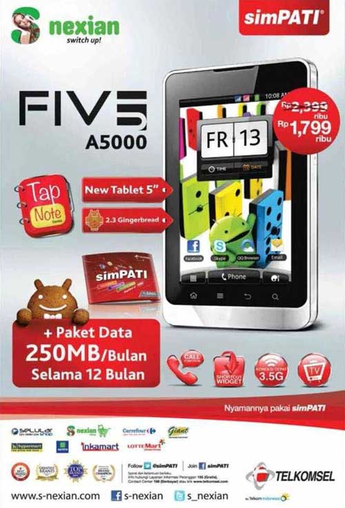 Review Harga S Nexian Five A 5000 HP TV Android Murah Review Harga S Nexian Five A 5000 HP TV Android Murah