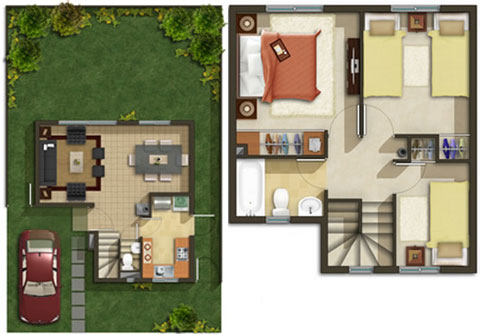 planos para casa pequena de 67 5 m² utiles aprox con 3 dormitorios 2