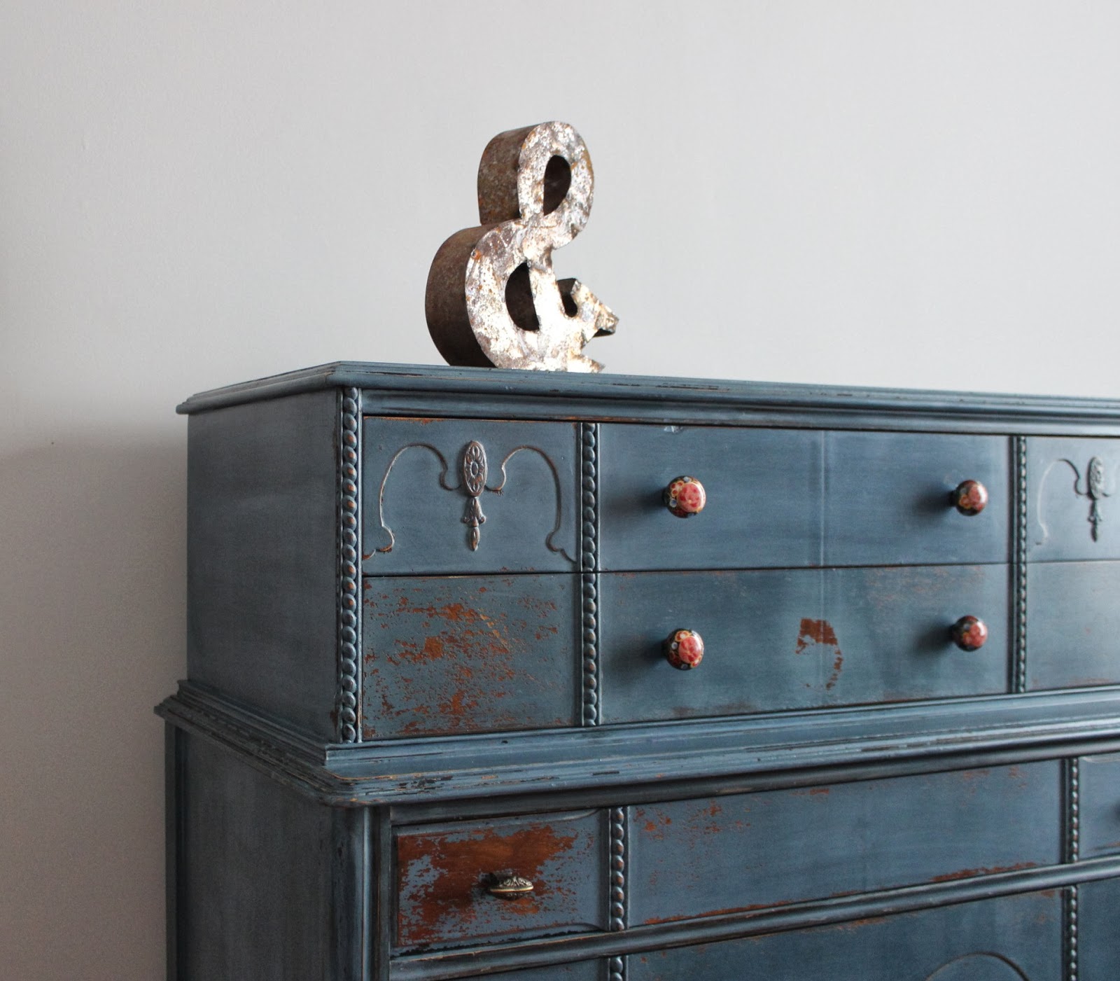 Poppyseed Creative Living Blue Tall Boy Dresser another milk paint