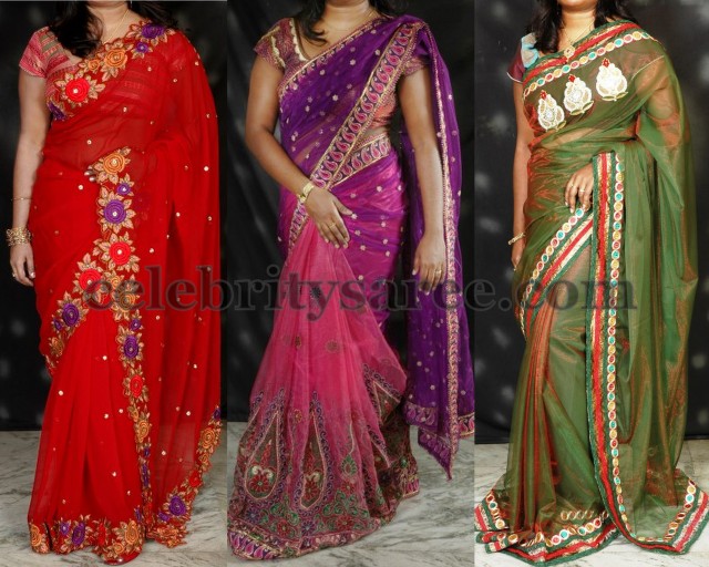 Embroidered Cut Work Sarees