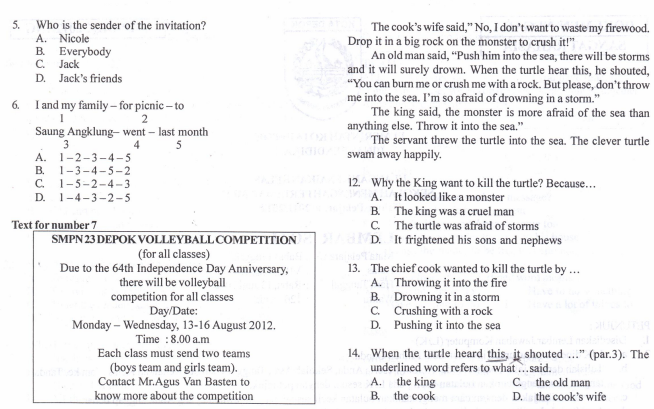 Berkas Soal UKK Matematika Kelas VII SMP Semester 2 KTSP
