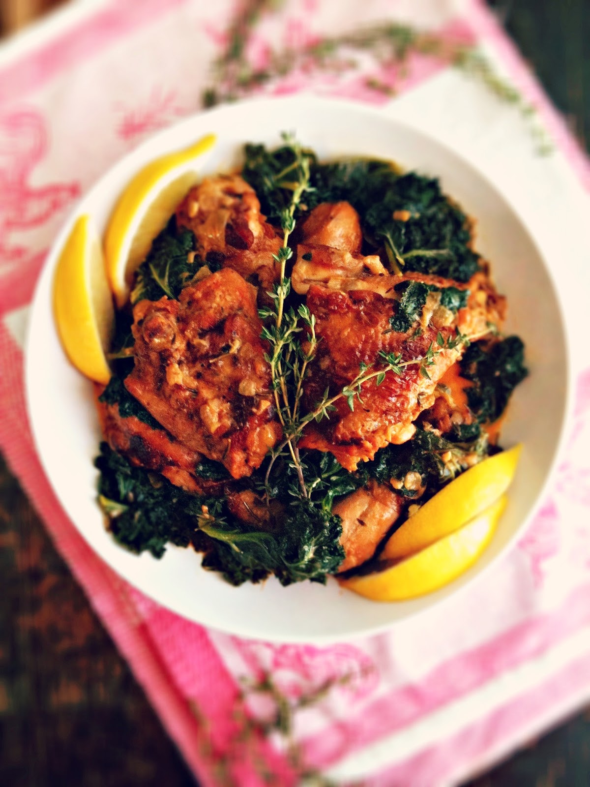 sweetsugarbean Braised Chicken and Kale with Paprika & White Wine