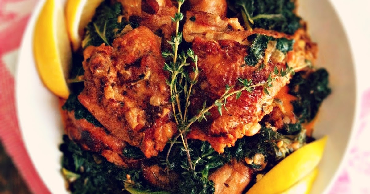 sweetsugarbean Braised Chicken and Kale with Paprika & White Wine
