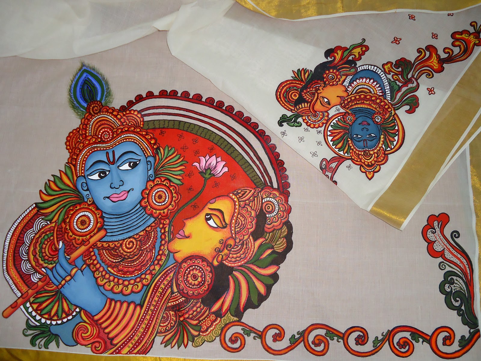 fashion mural painting on saree