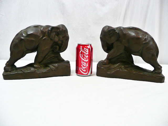 Krupka Elephant Bookends Bronze vintage antique