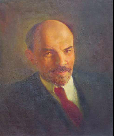 Realismo socialista rumano Aurel+Bordenache%252C+Retrato+de+Lenin%252C+1950-60