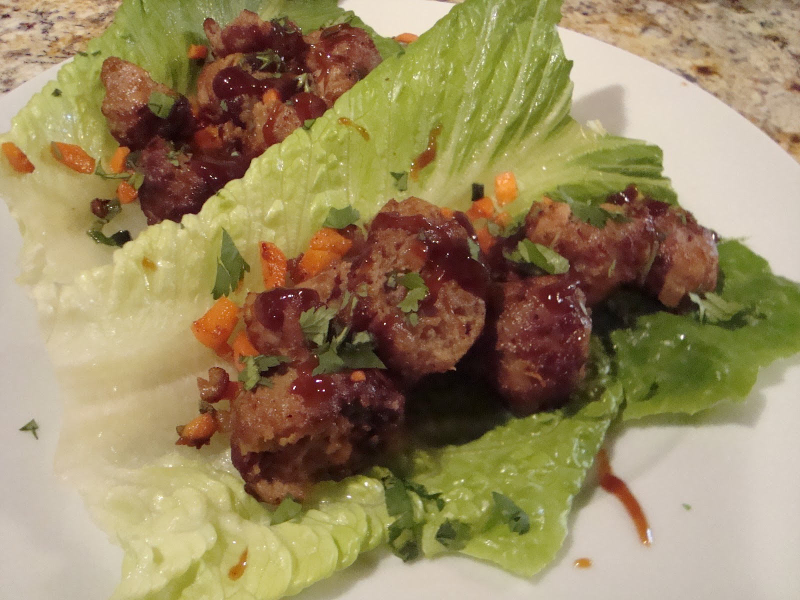 A Little Cooking Teriyaki Meatball Lettuce Wraps