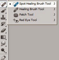 Spot Healing Brush Tool, Healing Brush Tool,Patch Tool, Red Eye Tool (J)