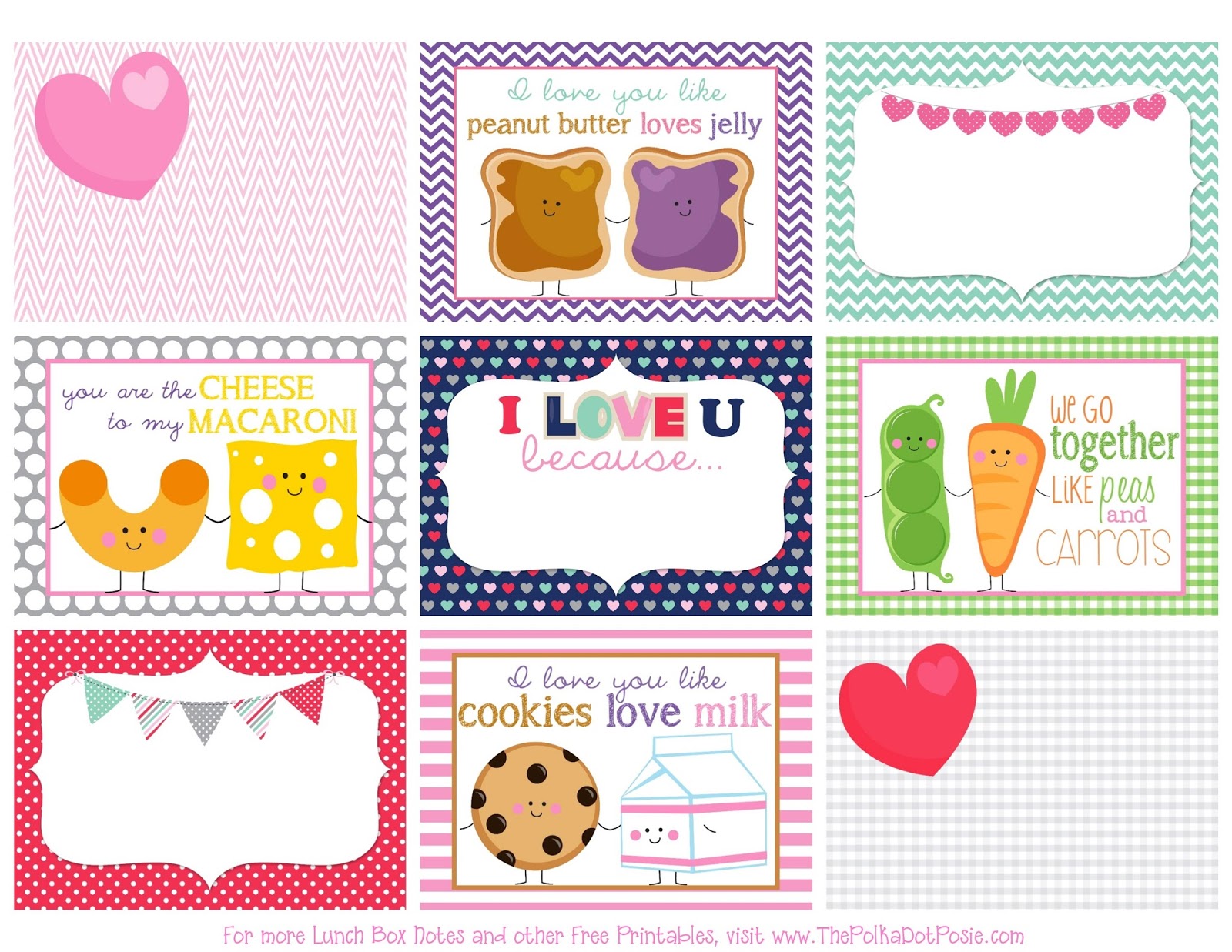 The Polka Dot Posie: Printable Valentine's Day Lunch Box Notes