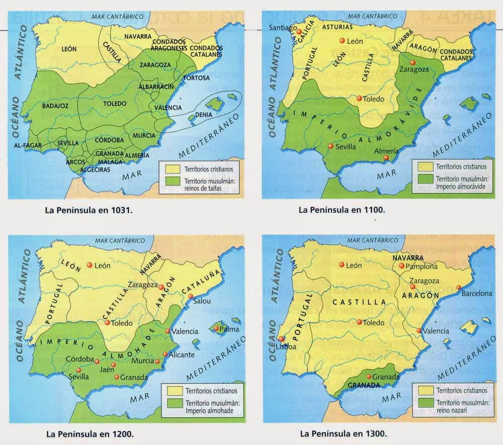 Resultado de imagen de mapas reconquista peninsula"