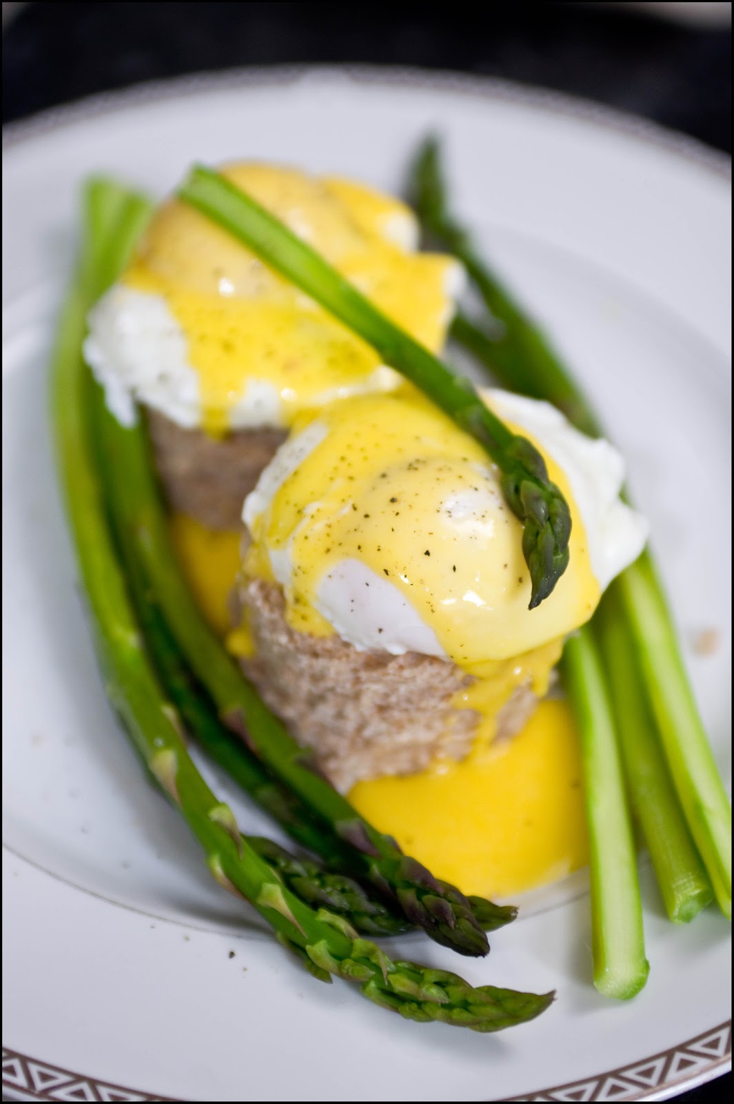 Dinner at Maya's Poached Eggs, Asparagus, Hollandaise