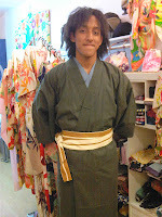 Man wearing a Yukata Men's Yukata from Kimono House NY