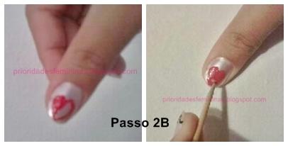Unhas coração passo a passo tutorial nail art