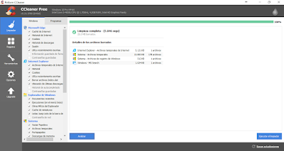 Sistema limpiado con Ccleaner Sistema limpiado con Ccleaner