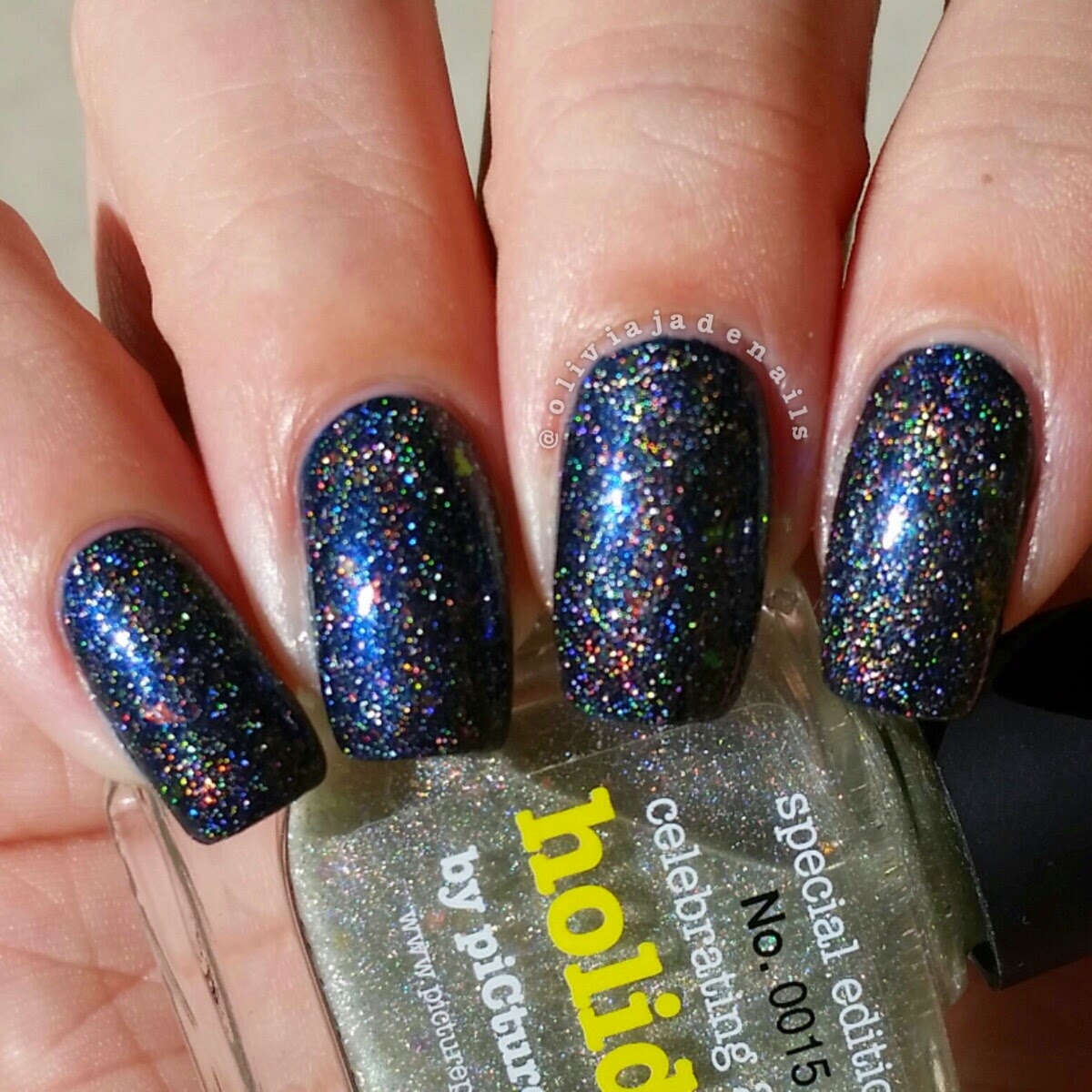 piCture pOlish Holiday (over piCture pOlish Electric Blue) swatched by Olivia Jade Nails