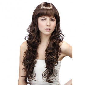 Capless Extra Long Synthetic Coffee Curly Hair 
