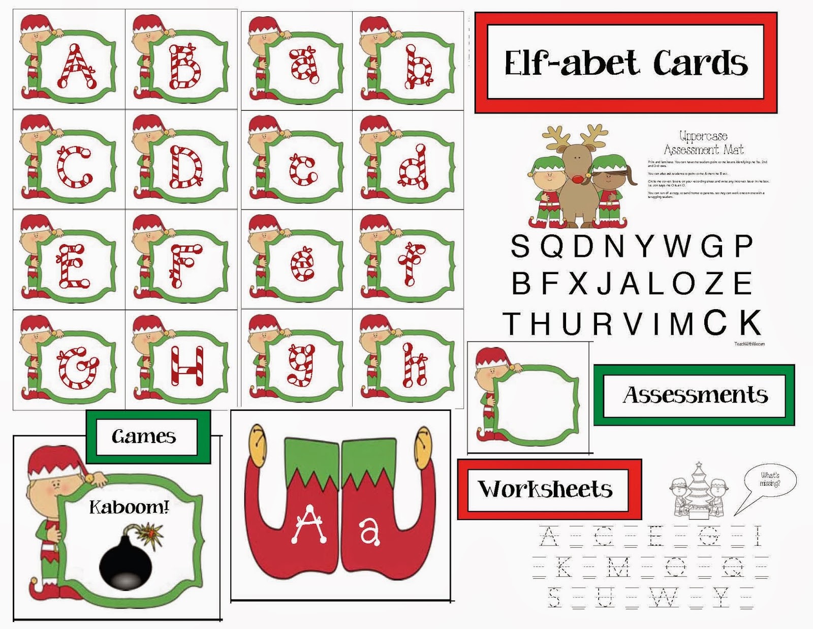 Elf Alphabet Cards Classroom Freebies