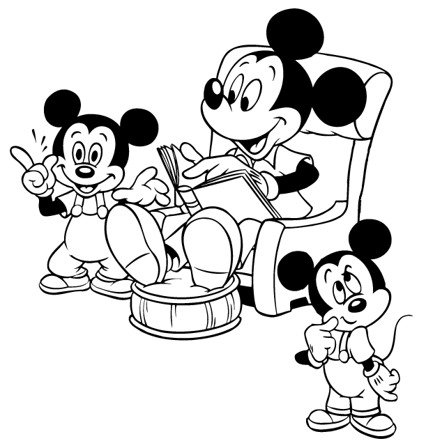 Disney Coloring Pages : Mickey Mouse and Kids title=