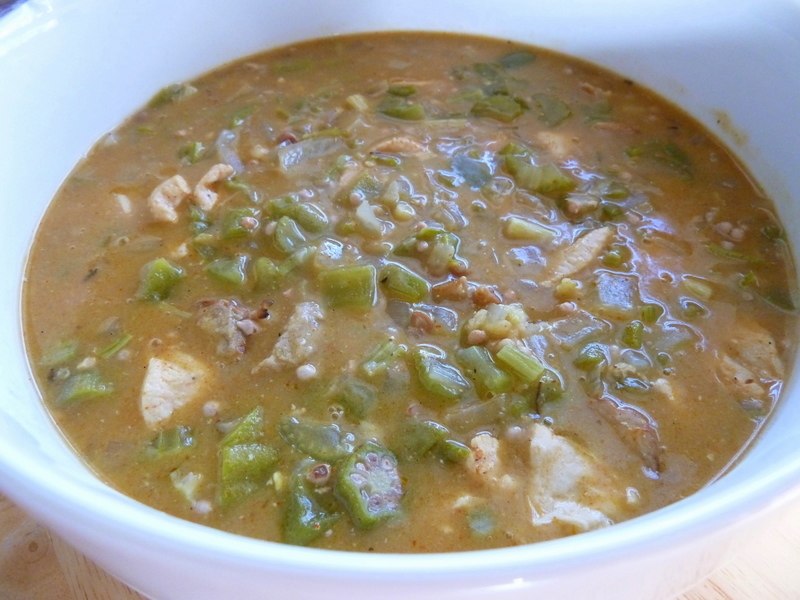 Cookin' Cowgirl Slow Cooked Chicken and Sausage Cajun Gumbo Topped