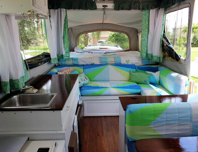 Bright and cheery and budget friendly, Because I'm Me Jayco 1207 pop-up tent camper interior remodel