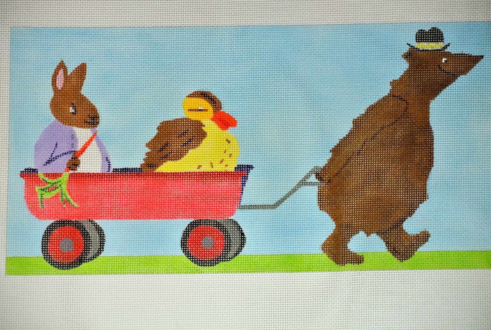 Little Red Wagon CO1406 Waterweave Unique Needlepoint Canvases by