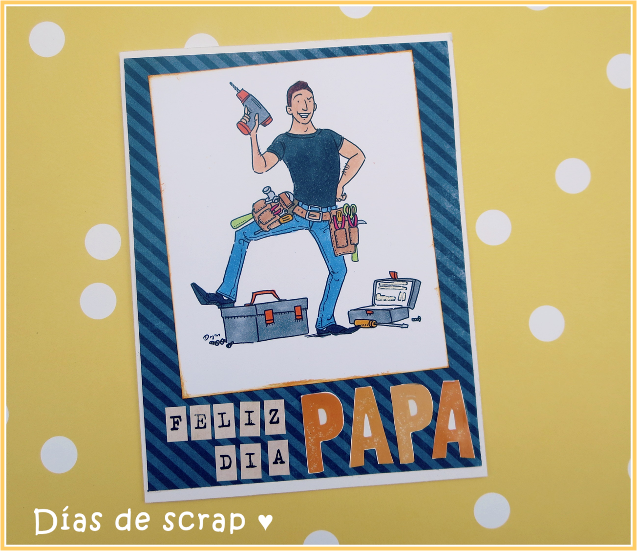 scrap postal dia del padre "Feliz dia papa"