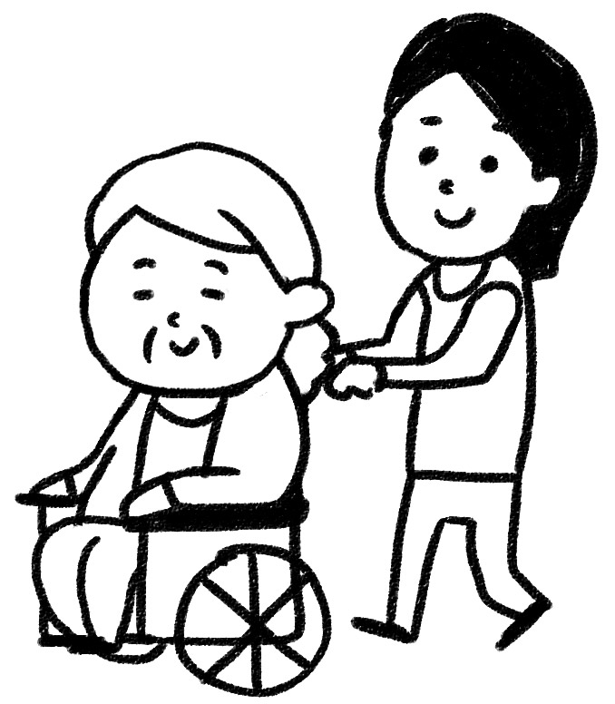 車椅子に乗ったおばあさんのイラスト（介護）: ゆるかわいい無料イラスト素材集