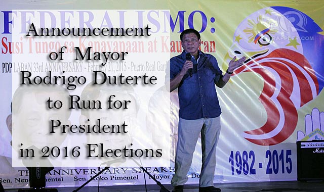 Announcement of Mayor Rodrigo Duterte to Run for President in 2016 Elections