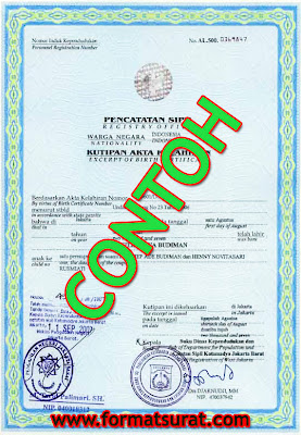 Contoh akte kelahiran resmi/legal Contoh akte kelahiran resmi/legal