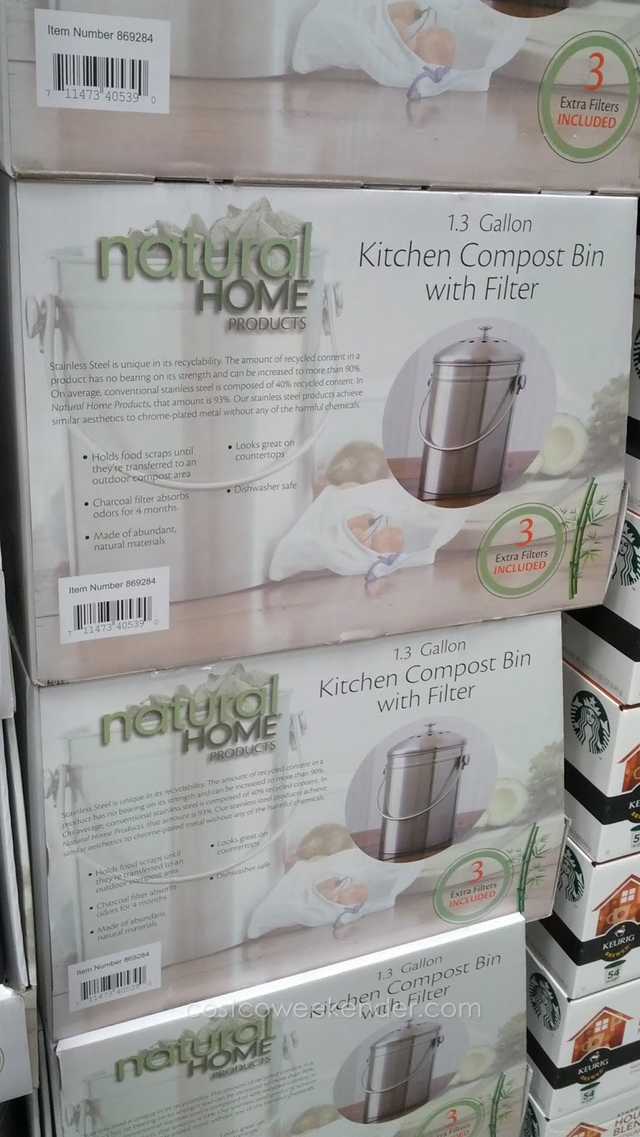Natural Home Kitchen Compost Bin with Filter Costco Weekender