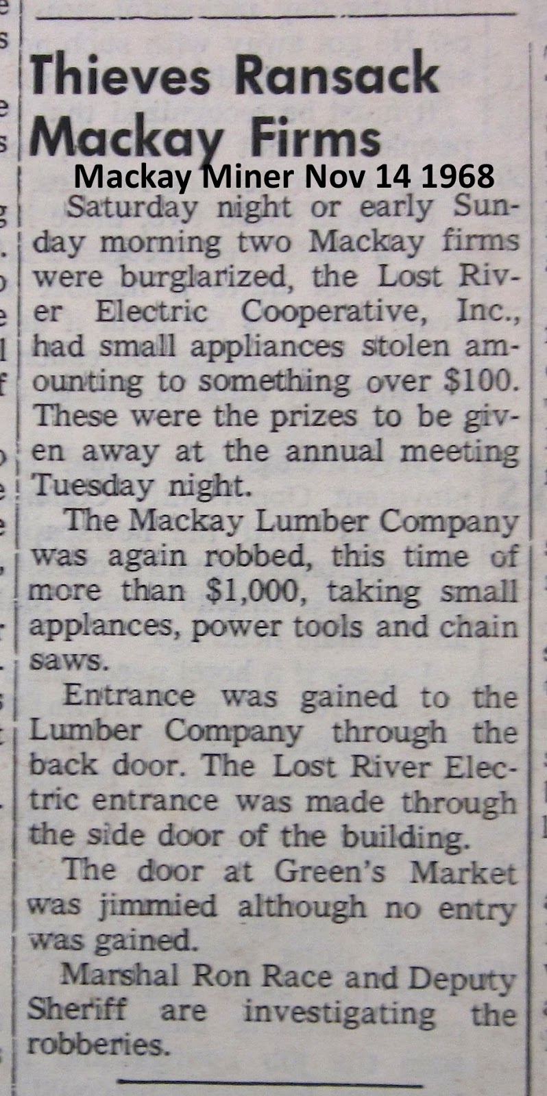 Mackay, Idaho 83251 October 2012