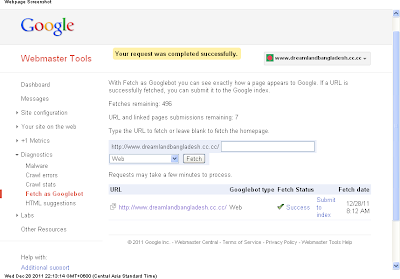 Webmaster Tools Fetch as Googlebot