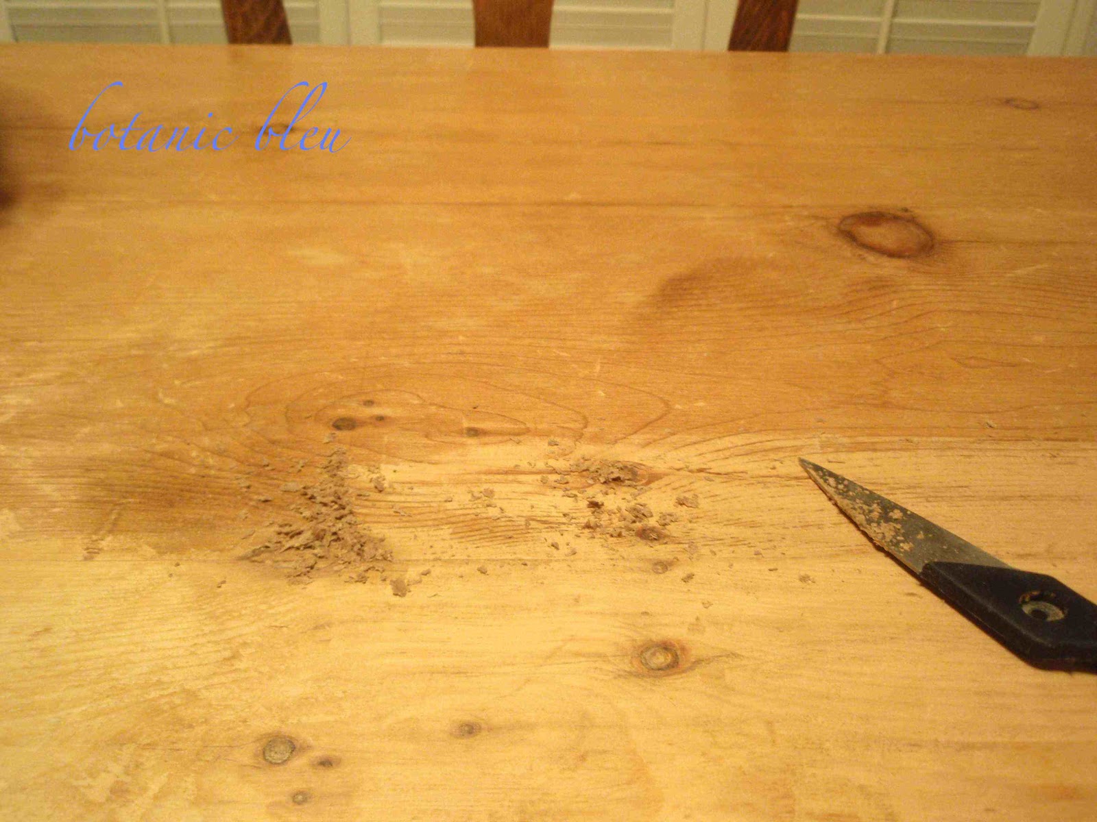 Botanic Bleu Pine Table Refinished