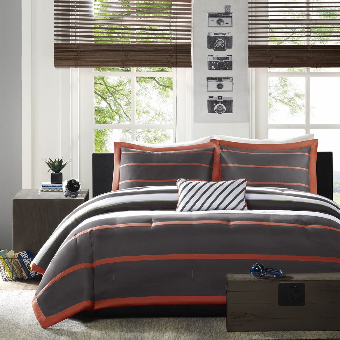 Total Fab Midcentury Modern Bedding Sets - Medcentury Modern Bedding Set Orange And Grey Block Pattern total fab midcentury modern bedding sets - medcentury modern bedding set orange and grey block pattern