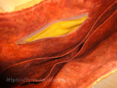 Fringed Hobo Bag, inside view of zipper