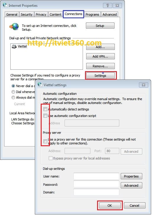 setting internet options