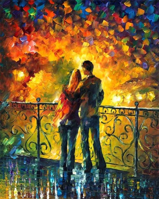 Leonid Afremov deviantart pinturas românticas impressionistas cores casais sob a chuva Leonid Afremov deviantart pinturas românticas impressionistas cores casais sob a chuva