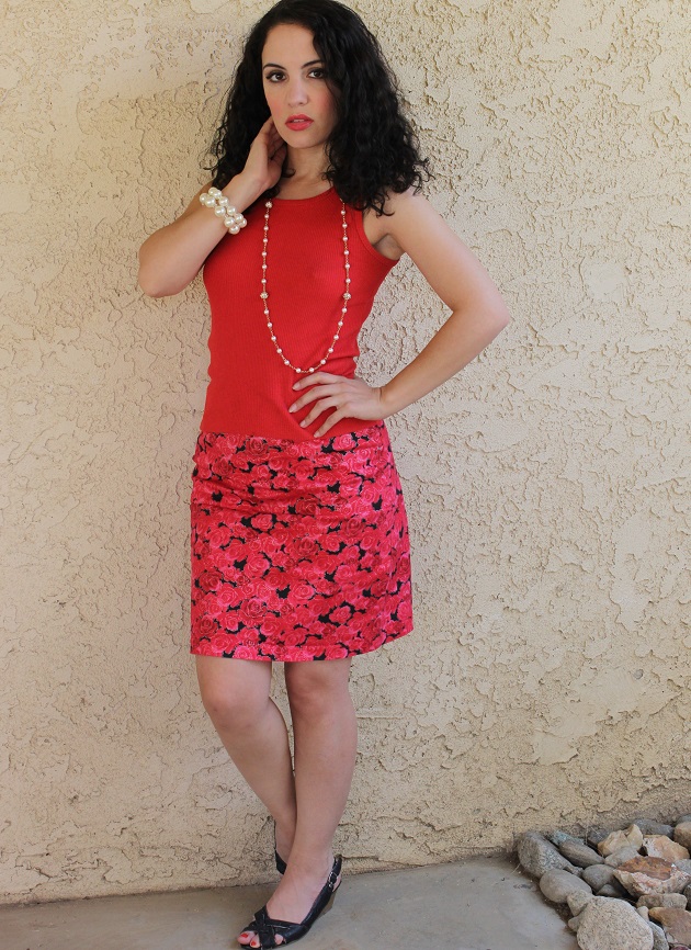 Libertad Green Rose Print Skirt