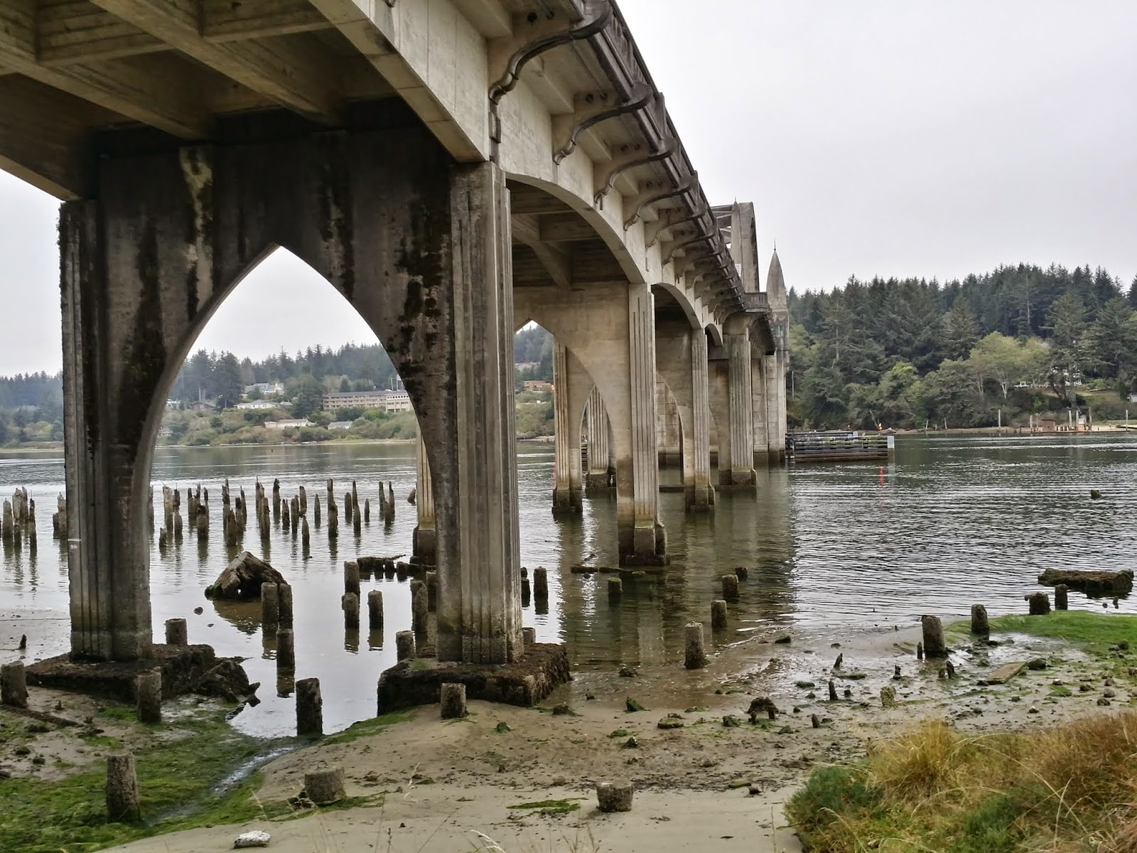under the Siuslaw River Bridge in Florence