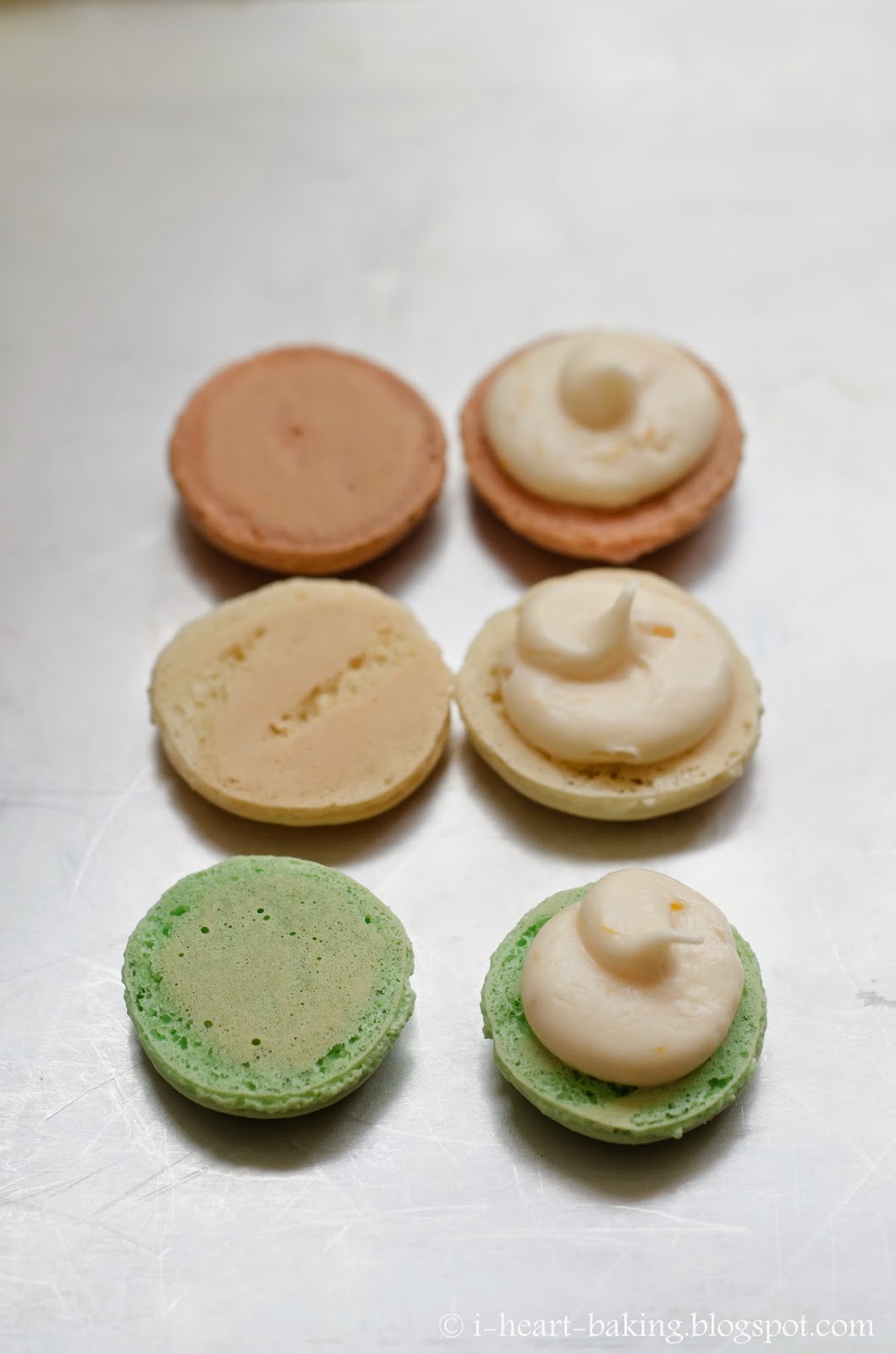 i heart baking! baby shower peaches and cream layer cake with macarons