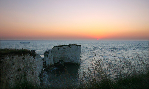 Sun Just Over the Horizon at Old Harry Rocks Old Harry Rocks Sunrise