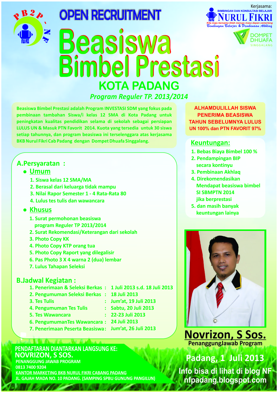 BKB NURUL FIKRI PADANG PELUANG BEASISWA BIMBEL PRESTASI