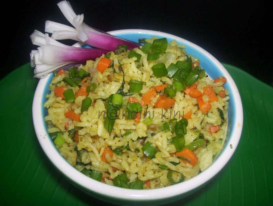 Spinach Spring onion rice