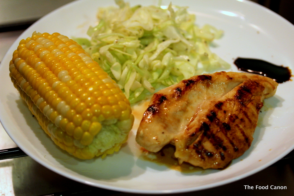 A fast Chicken, Corn and Cabbage meal...and a lime. The Food Canon