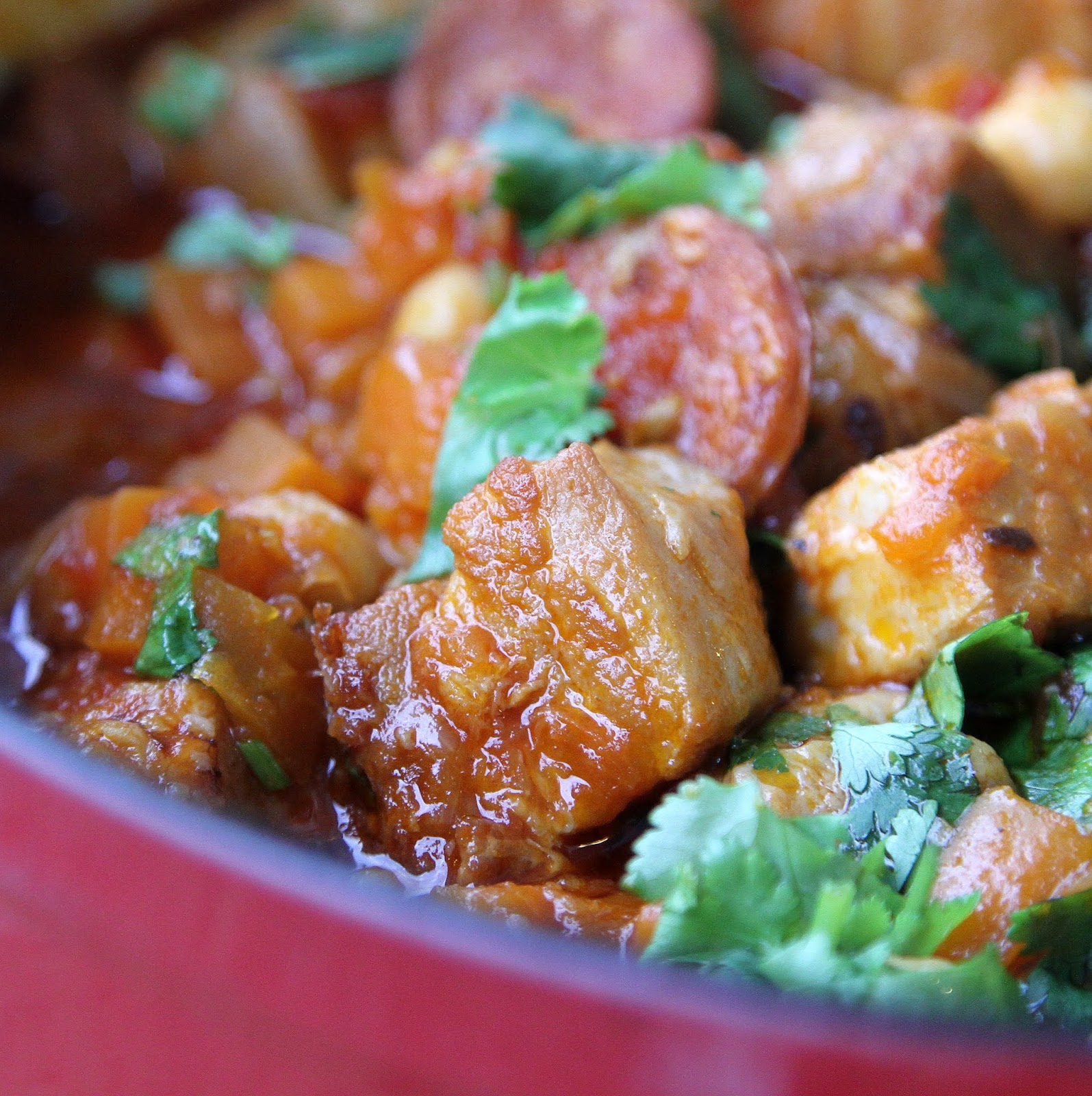 pepsakoy Pork Belly with Chorizo & Chickpea Casserole