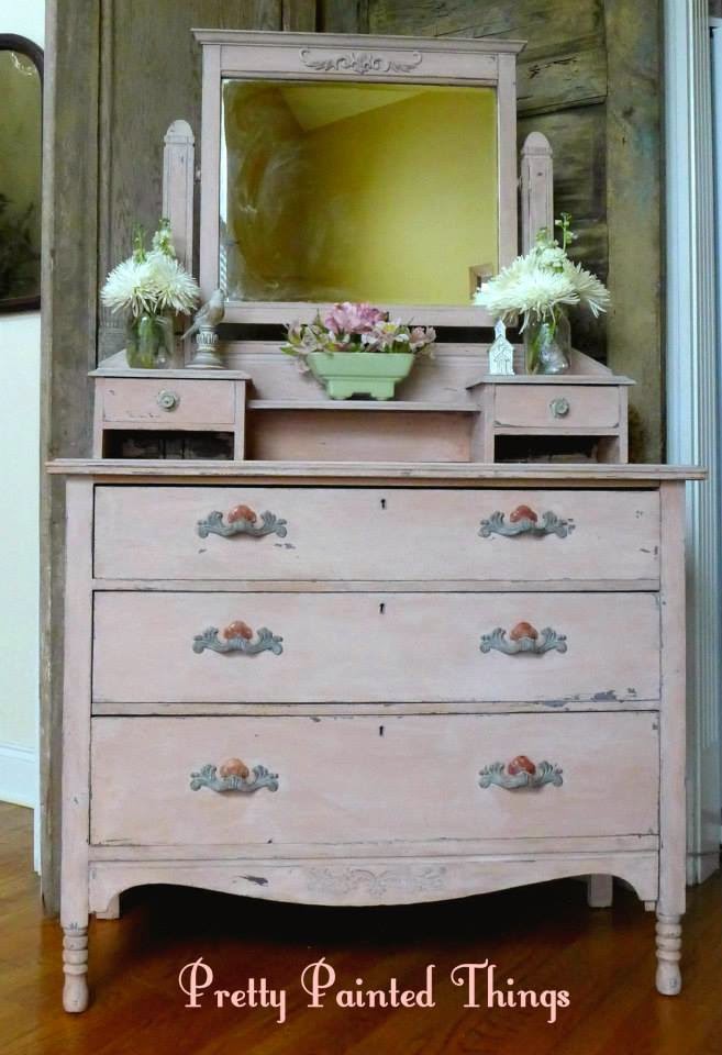 Gorgeous Pink Dresser Makeover By Pretty Painted Things & Other Things That Make Me Happy - Featured On Furniture Flippin' - FurnitureFlippin.com