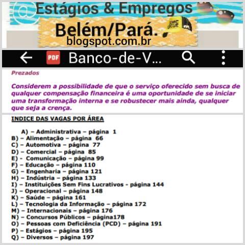 °•○● Estágios & Empregos Belém/Pará ●○•°