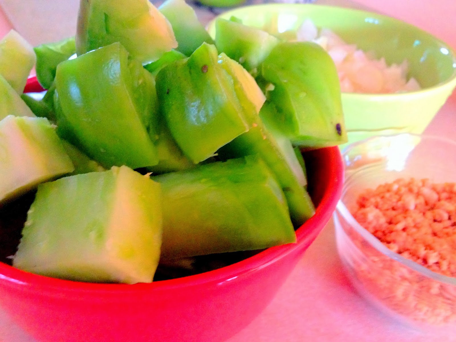 Indian Curried Green Tomatoes Bhaaji Maithili Pradhan